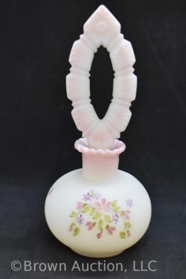 Pair of Fenton perfume bottles with HP Kristen's Floral pattern, 7.5" - 9