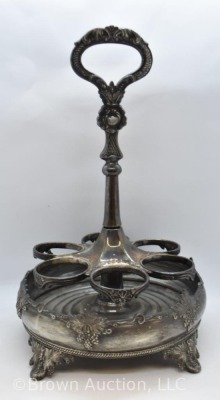 Victorian 7 pc. castor set, unique silverplate swivel holder - 3