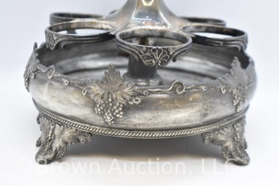 Victorian 7 pc. castor set, unique silverplate swivel holder - 5