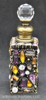 Murano 4"h perfume bottle w/ clear stopper, multi-colored inlay stones - 5