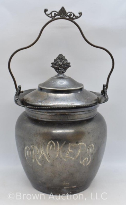 Victorian silverplate "Crackers" jar
