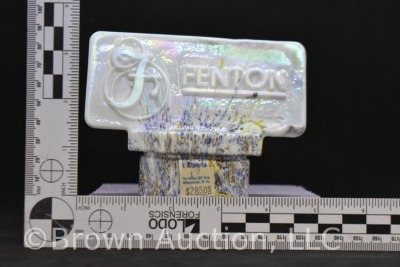 Fenton dealer sign on spackled base - 7