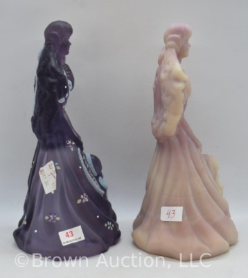 (2) Fenton Art Glass Southern Belle 8" figurines - 4