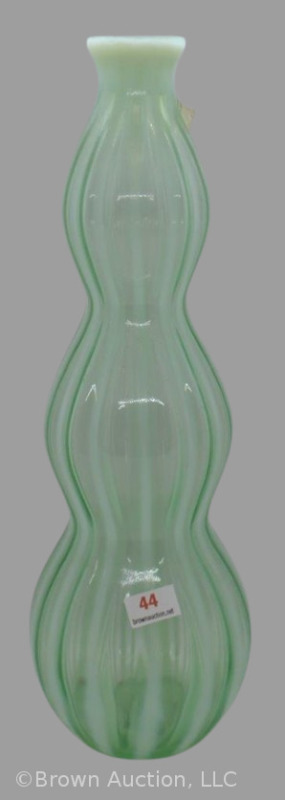Fenton Art Glass Rib Optic green opalescent 12" decanter/ bottle
