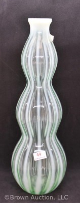 Fenton Art Glass Rib Optic green opalescent 12" decanter/ bottle - 2