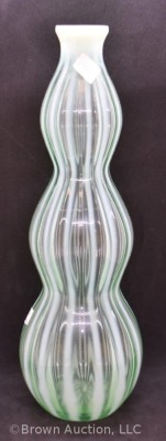 Fenton Art Glass Rib Optic green opalescent 12" decanter/ bottle - 3