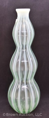 Fenton Art Glass Rib Optic green opalescent 12" decanter/ bottle - 4