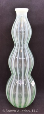 Fenton Art Glass Rib Optic green opalescent 12" decanter/ bottle - 5