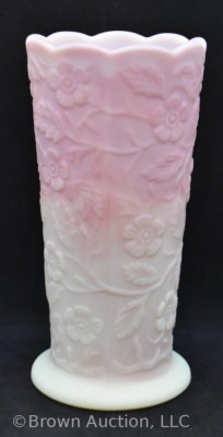 Fenton Burmese Art Glass Peacock Garden 8" vase - 3