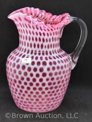 Fenton Cranberry opalescent Coin Dot 9" pitcher