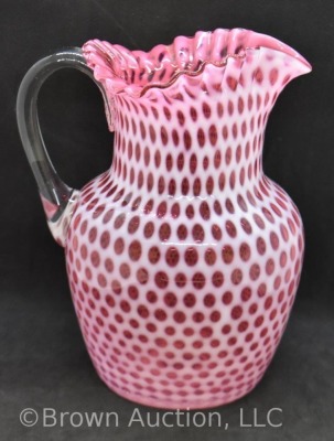 Fenton Cranberry opalescent Coin Dot 9" pitcher - 3