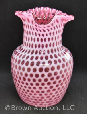 Fenton Cranberry opalescent Coin Dot 9" pitcher - 4