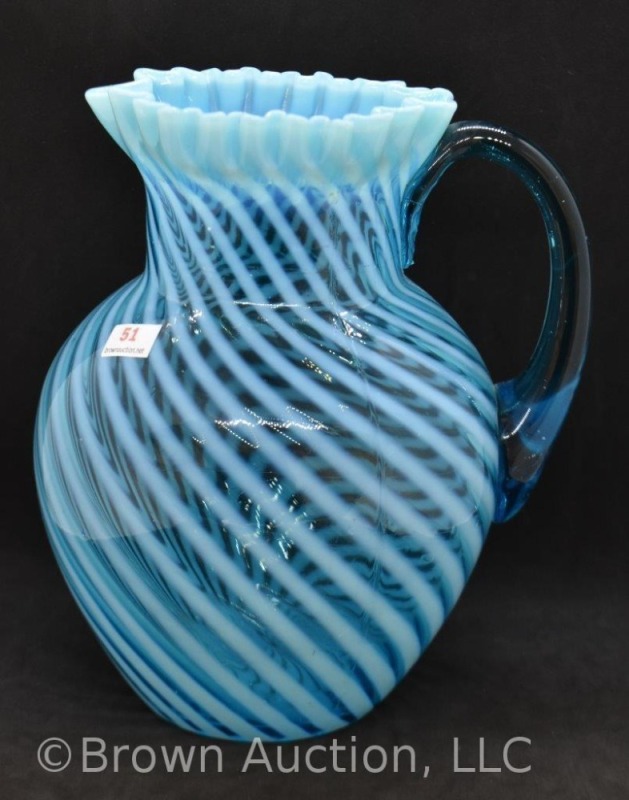 Northwood's blue opalescent Swirl (ball shape) 9" pitcher