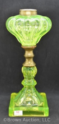 Vaseline glass 10.5" kerosene lamp stand - 3