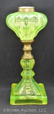 Vaseline glass 10.5" kerosene lamp stand - 5