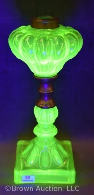 Vaseline glass 10.5" kerosene lamp stand - 10