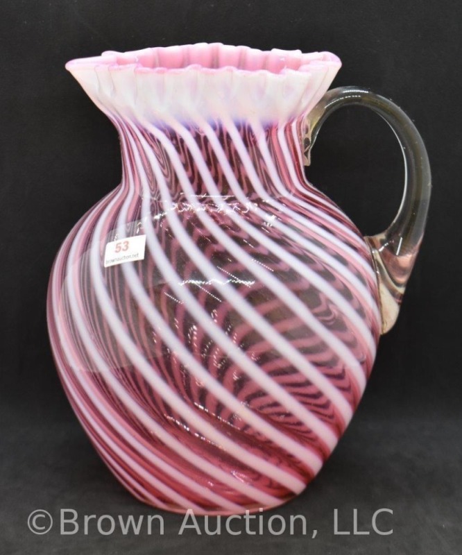 Northwood's cranberry opalescent Swirl (ball shape) 9" pitcher