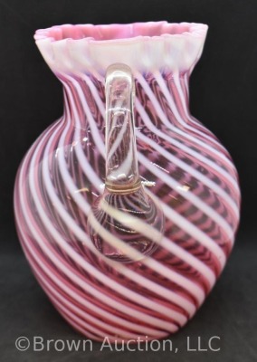 Northwood's cranberry opalescent Swirl (ball shape) 9" pitcher - 2