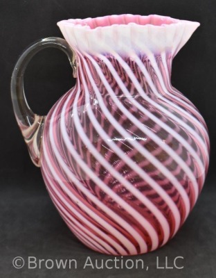 Northwood's cranberry opalescent Swirl (ball shape) 9" pitcher - 3