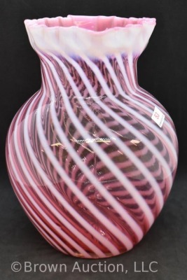 Northwood's cranberry opalescent Swirl (ball shape) 9" pitcher - 4