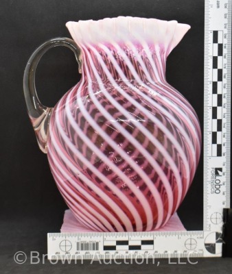 Northwood's cranberry opalescent Swirl (ball shape) 9" pitcher - 6