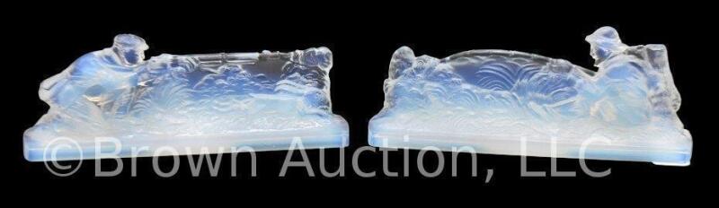 (2) Sabino Art Glass knife rests - Fisherman and The Hunter, signed