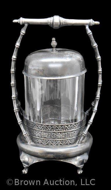 Victorian pickle castor, clear paneled insert