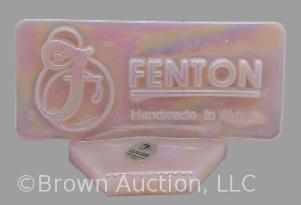 Fenton Glass pink irid. dealer store display sign