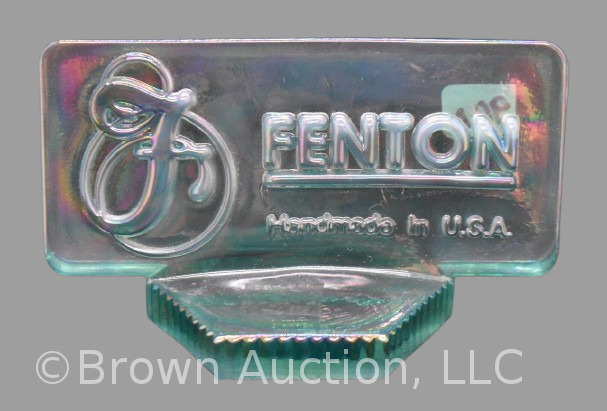 Fenton Glass aqua blue irid. dealer store display sign