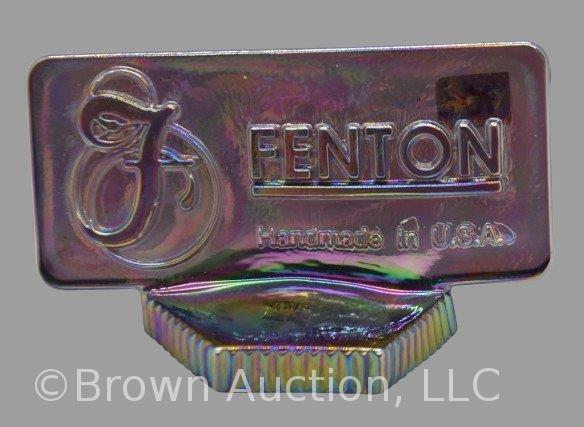 Fenton Glass plum irid. dealer store display sign