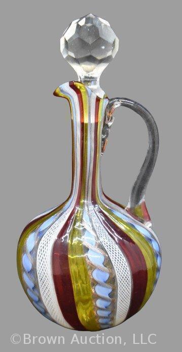 Murano Glass Latticino/ Ribbon cruet