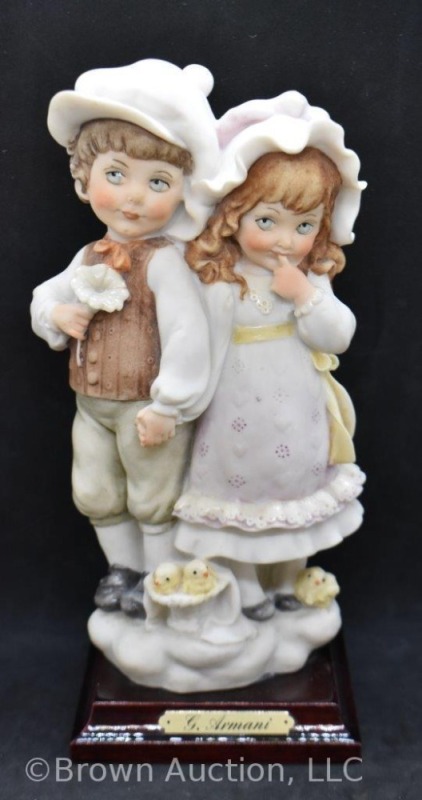 G. Armani 1984 Shy boy and girl holding hands figurine, 8.5" tall