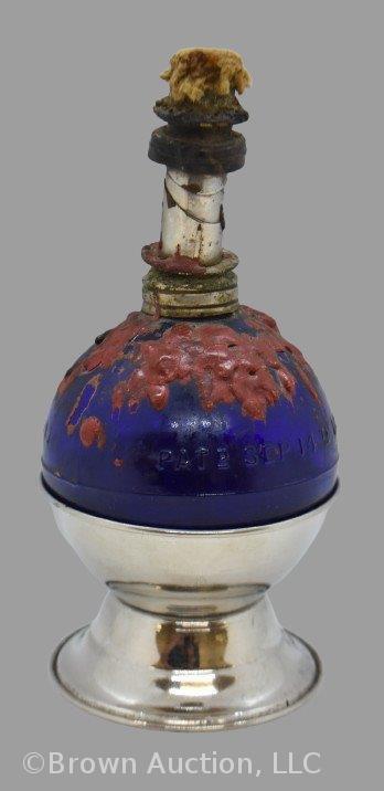 1880's cobalt blue glass reservoir for alcohol burner used by jewelers and for watermarkings