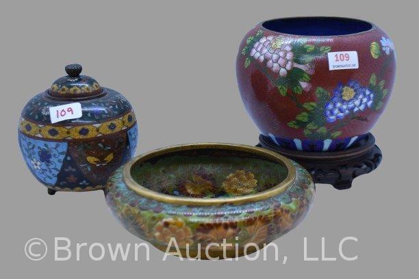 (3) Chinese enamel Cloisonne pcs.