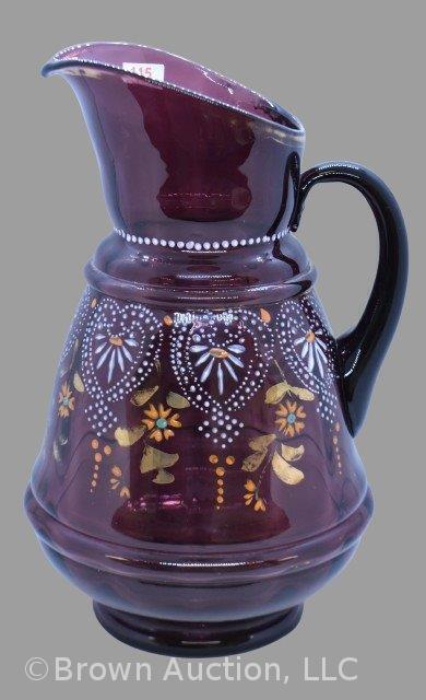 Victorian enameled 11"h amethyst pitcher