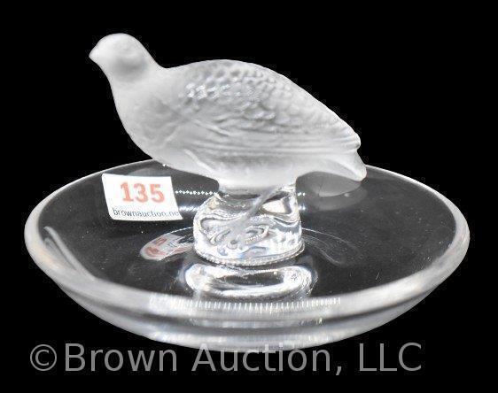 Signed Lalique Quail trinket ring holder