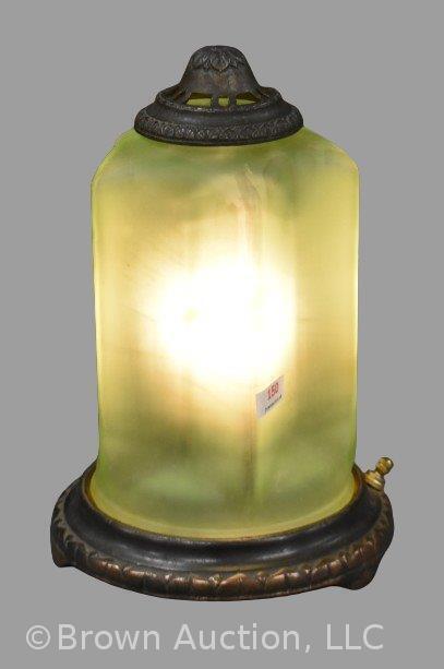 1930's Art Deco frosted green glass motion lamp, swimming gold fish