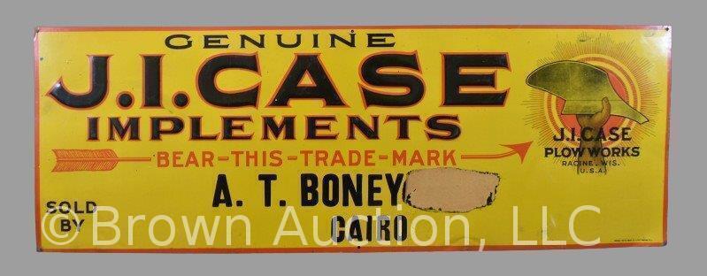 J.I. Case Plow Works tin advertising dealer sign, 27.5" x 10"