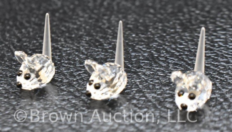 Swarovski Silver Crystal #7631 set of (3) mini mice, mib