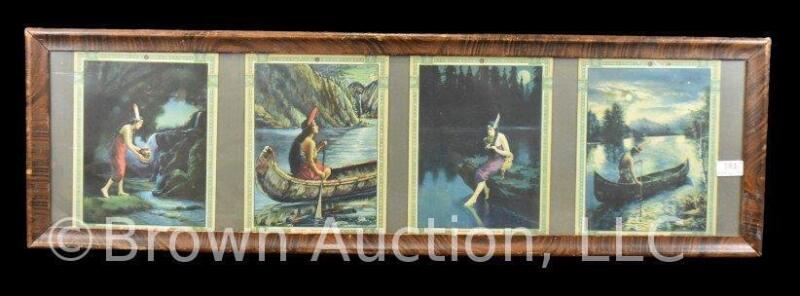 (4) Small Indian maiden prints (all framed together)