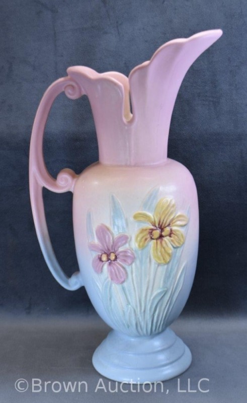 Hull Iris 401-13.5" pitcher, pink/ blue