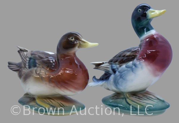 (2) Royal Copley Windsor Mallard duck figurines: Drake and Hen