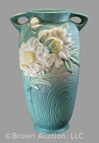 Roseville Peony 67-12" vase, green