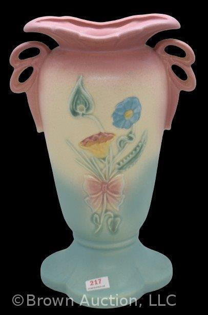 Hull Bow Knot B-10-10.5" vase, pink/ blue