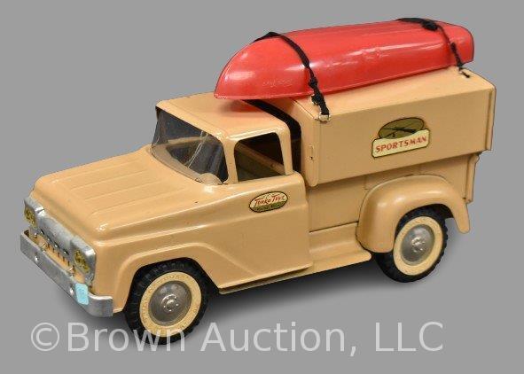 1959 Tonka Sportsman pickup with boat mounted on camper shell #5