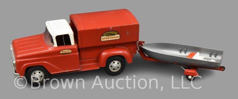 1958 Tonka Sportsmen pickup with camper/ boat and trailer #34