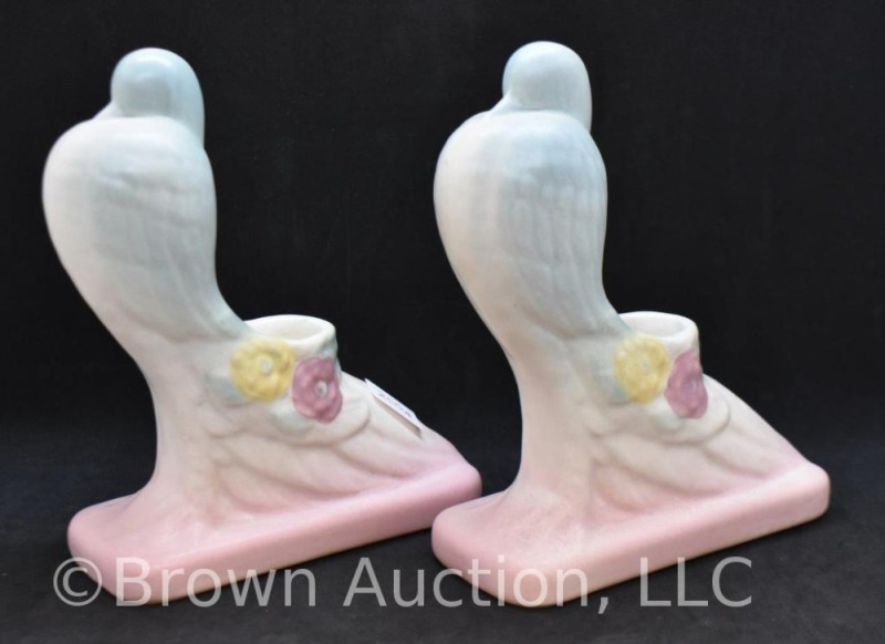 Pr. of Hull Camellia (Open Rose) 116-6.5" Dove candleholders