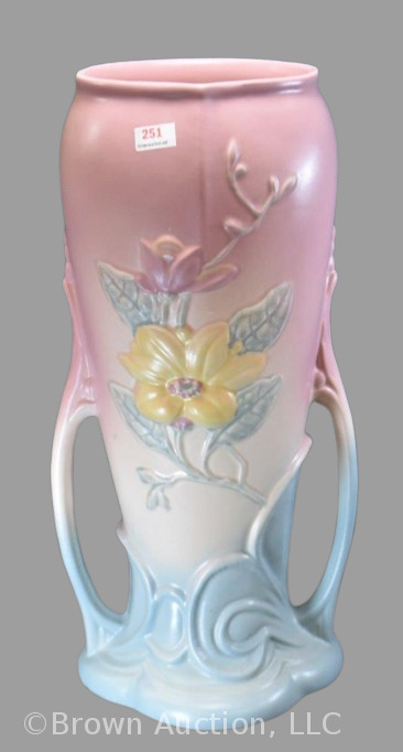 Hull Magnolia matte 20-15" vase, pink blue