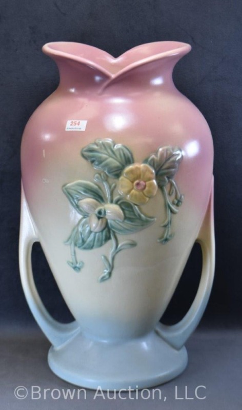 Hull Wildflower W-20-15" vase, pink/ blue