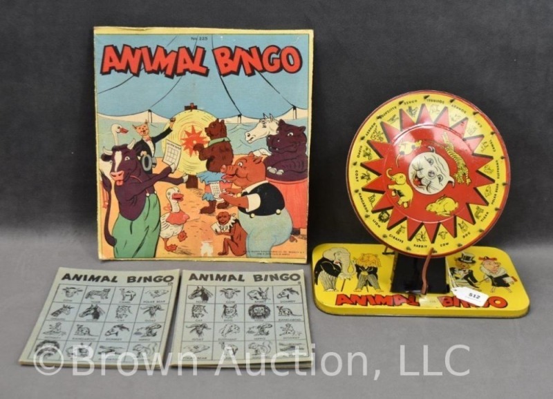 "Animal Bingo" No. 225 by Baldwin Mfg., 1950's tin litho,